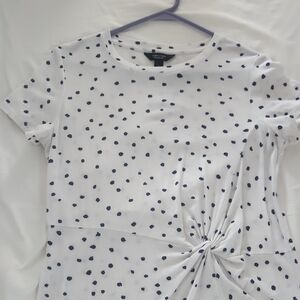 Vera Wang White and Black Polka Dot Knot Top